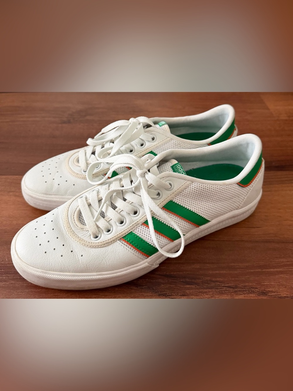 adidas Lucas Premiere ADV Sneakers with Green & Orange Stripe Accents